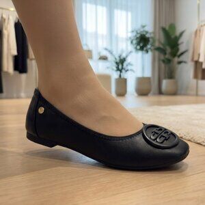NWT KAYLEEN Black Tonal Logo Medallion Comfort Ballet Flats